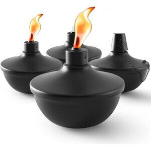 4Pack Metal TableTop Torches,22oz Citronella Torches for Outside,RefillableFlame